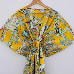 Vestido Kaftán Informal de Verano con Estampado Floral Tropical, sin Mangas, de Algodón, para Mujer, Ropa de Playa, Estilo Asia Pacífico - Product Image 1