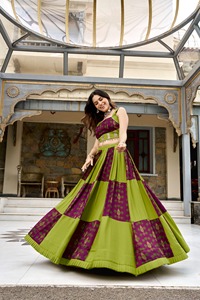 Conjunto de Lehenga Choli con Top Corto Estampado para Mujer, Ropa Étnica de Rayón y Algodón, Bordado en Relieve Hecho a Mano, Traje de Fiesta - Product Image 5