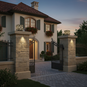 Lampe décorative florale LED pour poteau de portail Vietnam CM Decor Extérieur Villa Jardin Noir E27 IP65 Support Colonne en Acier AC 220V (±10%) - Product Image 6