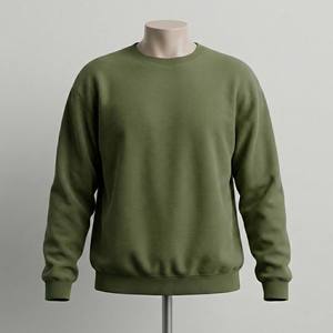 เสื้อสเวตเชิ้ตผู้หญิงทรงบ็อกซี่ คอวี ผ้าคอตตอนถักหนา 500gsm สีเขียวมะกอก รุ่นใหม่ล่าสุด สำหรับฤดูหนาว ไม่หดตัว สไตล์ลำลอง สตรีทแวร์ - Product Image 1