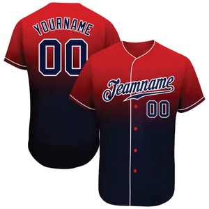 Maillot de baseball personnalisé en jersey dégradé rouge et noir avec impression par sublimation et broderie pour femme - Product Image 1