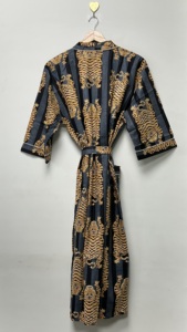 Bata Kimono de Lujo Floral 100% Algodón Transpirable Ecológica hasta el Tobillo para Primavera/Verano, Bata de Baño para Mujer, Cubierta para Spa y Playa - Product Image 5