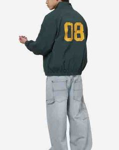 Men's Color Blocking Racer Jacket <b>Fleece</b> <b>Zipper</b> Stand Collar Casual Autumn Wear Polyester Windproof Loose Jacket For Men - Product Image 3