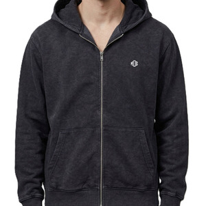 เสื้อฮู้ดซิปผู้ชายสไตล์วินเทจ ผ้าฝ้ายฟลีซ ทรงปกติ สตรีทแวร์ สีดำ จัดส่งตรงจากโรงงาน - Product Image 5