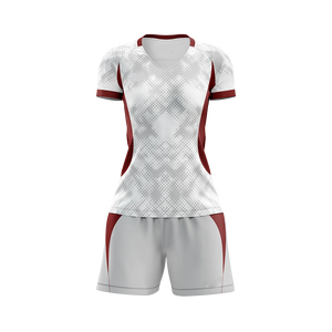 Conjunto Deportivo de Fútbol para Mujer con Diseño de Puntos Blanco-Gris y Borgoña, 100% Poliéster Transpirable, Sublimado - Product Image 1
