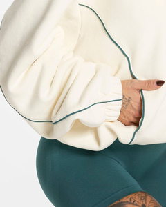 Sweat à capuche surdimensionné personnalisé avec logo, de haute qualité, avec bordure contrastée, pour femme, en molleton de coton respirant et écologique - Product Image 4