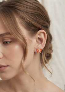 Pendientes de Mariposa con Diamantes de Esmalte, Oro Sólido de 9K con Baño de Rodio, Piedra Creada en Laboratorio, Joyería de Oreja Moderna para Mujer, Uso Diario - Product Image 4