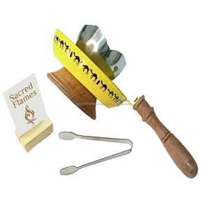 Wholesale Yellow Camel Printed Metal Bakhoor <b>Burner</b> with Wooden Handle and Tongs Set - Product Image 4