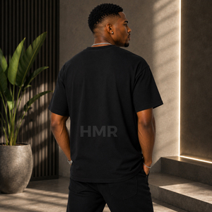 เสื้อยืดแขนสั้นผู้ชาย HMR Brotherhood สีดำ ประดับตัวอักษร B ด้วยเพชรเทียม ทรงปกติ คอกลม สไตล์ลำลอง - Product Image 4