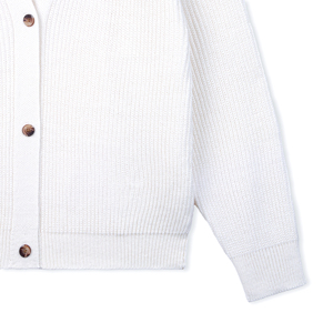 Women's White Knitted V-neck <b>Cardigan</b> Long Sleeve Solid Color Button Closure Anti-Wrinkle 100% Acrylic <b>Thick</b> Casual Winter - Product Image 2