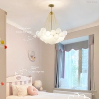 Lustre suspendu en verre givré ovale, motif nuage blanc, style Art Moderne, avec abat-jour cylindrique LED blanc chaud dimmable 45