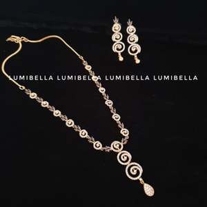 Fashion Jewelry Set Black and White American Diamond Embellished Necklace - Product Image 3