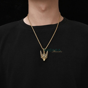 Colgante de Cabeza de Lobo de Plata 925 Chapado en Oro de 18K con Moissanita, Estilo Hiphop, Unisex, para Uso Diario, Amuleto con Temática Animal, Regalo - Product Image 3