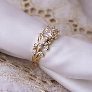 IGI/GIA Lab Grown Vintage 14k or blanc mariage/bague de fiançailles diamant taille unisexe pour cadeau de fête d'anniversaire diamant coupe poire - Product Image 3