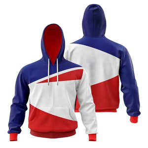 Sweat-shirt à capuche pour homme, color-block rouge, blanc, noir, décontracté, tricoté en polyester, pour l'automne - Product Image 4