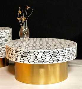 Table basse en os incrusté faite à la main, table centrale de luxe, mobilier moderne pour salon, table basse en os incrusté de qualité supérieure, décoration artisanale - Product Image 1