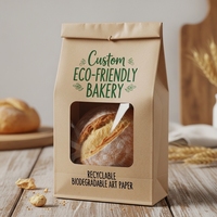 Sacs à pain personnalisés en papier d'art écologique, recyclables et biodégradables, avec fenêtre, qualité alimentaire, compatibles micro-ondes, pour décoration de cadeaux