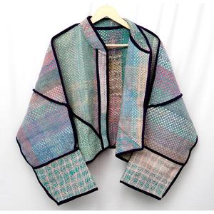Veste Kantha vintage imprimée pour femme, 100% coton, écologique, patchwork multicolore, manches régulières, motif color block, coupe classique - Product Image 6