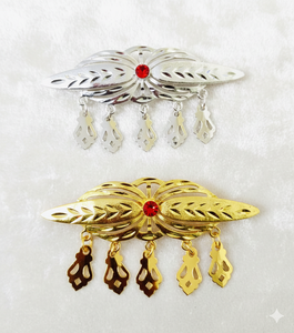 Peigne à cheveux MOLL JEWELLERS vintage plaqué or, fait main, écologique, étanche, élégant, en alliage, avec mini pierres rouges et fleur - Product Image 2