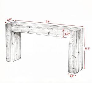 Modern Farmhouse Long <b>Console</b> <b>Table</b> Outdoor Use Solid Wood with Luxury Marble Finish <b>for</b> <b>Entry</b> Warehouse Home Apartment Hotel - Product Image 3