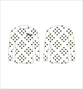 Maillot de sport personnalisé à manches longues en sublimation, léger, avec motif carré à pois blancs et jaunes, vêtements en gros - Product Image 1