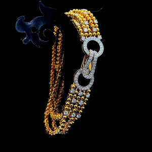 Multi Strand Gold <b>Bead</b> Lab Diamond Interlocking Link <b>Bracelet</b> 925 Sterling Silver 10K 14K 18K Solid Gold Womens Jewelry Supplier - Product Image 3