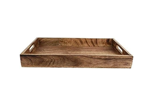 Indian Supplier <b>Large</b> Capacity Wooden <b>Tray</b> for Food Beverage Storage and Decorative Home Organization Available For Sale - Product Image 1
