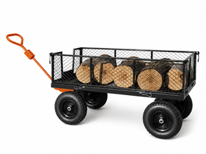 Heavy Duty Wagon Mesh Sides Metal Garden <b>Cart</b> With Removable Panels, Steel Utility Yard <b>Cart</b> with Pneumatic Tires ODGGAD011 - Product Image 1