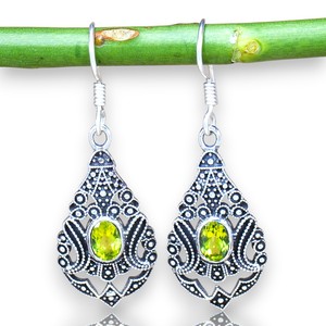 925 Sterling Silver Peridot Gemstone <b>Earrings</b> With Oval Shape Cut With Bezel Setting Design <b>Fine</b> Handmade Jewelry Wear Wholesale - Product Image 1