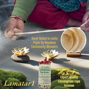 Handmade In Nepal Export Quality Tibetan Lemongrass <b>Rope</b> Incense Set of 4 Natural Sweet Lemony Fragrance Lokta Paper Incense - Product Image 2