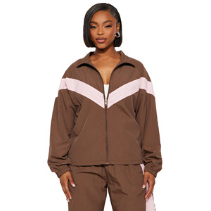 Men's Brown Color Blocking Track Suit <b>Set</b> Casual <b>Knitted</b> Breathable Autumn Wear Turn-down Collar Jogging Sportswear - Product Image 3