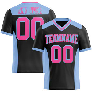 Custom Eco-Friendly American Football Jersey <b>Men</b> <b>Black</b> Teal for V-Neck Short Sleeve Moisture Wicking Four-Way Stretch - Product Image 4