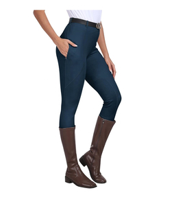 <b>Women</b> Lawd Sports High Rise Equestrian <b>Jodhpurs</b> Black Slim Fit Breathable Textile Zipper Closure Full Seat Riding Breeches - Product Image 5