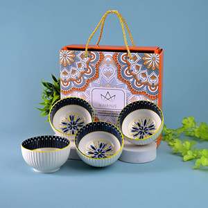 Bols en céramique peints à la main de qualité supérieure (lot de 4) – Écologiques, pour soupes et riz, logo personnalisable pour usage domestique - Product Image 5
