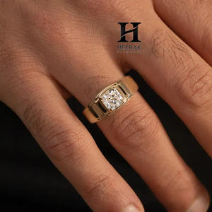 Anillo de Diamante Moissanita de Oro Amarillo de 18K para Hombre, Corte Redondo, Solitario, Anillo de Compromiso, Joyería Fina, Regalo para Hombre - Product Image 6