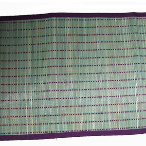 Lowellcraft HFM04335 Handwoven Striped Bamboo Rectangle <b>Retro</b> Reusable <b>Table</b> Mat Contrast Border KORA FIBER for <b>DINING</b> <b>TABLE</b> - Product Image 1