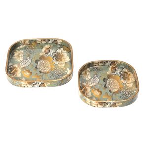 Plateaux de service carrés en bois à motif d'oiseaux imprimé, polyvalents pour la table à manger, la maison et le bureau, idéaux comme cadeau, en vente - Product Image 2