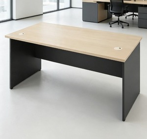 Bureau rectangulaire moderne AY Office V-GT en bois, plateau gris clair, pieds gris foncé, design minimaliste stable et autoportant pour bureau à domicile - Product Image 1