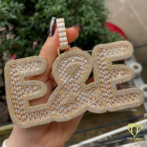 จี้เพชรโมอิสซาไนต์ VVS สั่งทำชื่อได้ พร้อมสร้อยคอเคลือบทอง เงินแท้ 925 ประดับเพชรแบบ Iced Out - Product Image 2
