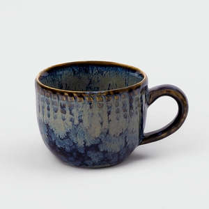 Glossy Blue Ceramic Tea <b>Cup</b> <b>Set</b> of 6 - Product Image 4