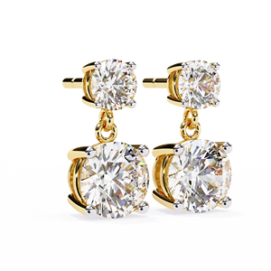 Pendientes Clásicos de Oro Sólido de 10k, 14k, 18k con Diamantes Cultivados en Laboratorio de Corte Redondo E VS de 1ct Cada Uno, Certificados por IGI, Ideales para Regalo, Fiestas y Aniversarios - Product Image 1