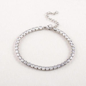 Solid <b>White</b> Gold Moissanite Tennis <b>Bracelet</b> Round Brilliant Cut Channel Setting Classic Wedding Jewelry GRA Certified Jewelry - Product Image 1
