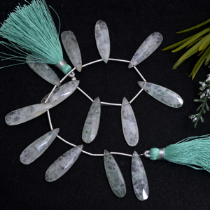 Perles de Grapoleite Verte Naturelle Premium Facettées en Forme de Poire, Fil de 8 Pouces, 8x26 à 7.5x32 mm, Pierre Précieuse Faite à la Main pour la Fabrication de Bijoux - Product Image 3