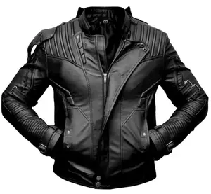 Guardians Of Galaxy Star Lord Chris Pratt Biker Cafe Racer giacca in pelle da uomo giacca in pelle manica regolare moda moto