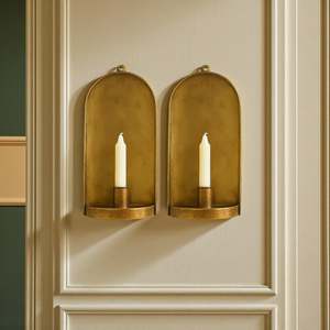 Wholesale Brass Wall Candle Holder <b>Sconce</b> with Hammered Disc Backplate for Home Decoration - Product Image 6