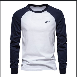 Men <b>Raglan</b> Long Sleeve T Shirt Contrast Color Cotton Tee Embroidery Logo Casual Sports <b>Top</b> - Product Image 2