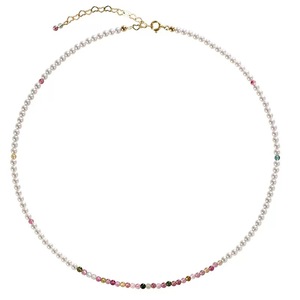 Shijia <b>14K</b> <b>Gold</b> Tourmaline Bead Necklace Luxury Niche Design with Light Collarbone <b>Chain</b> High-End for Sweaters - Product Image 5