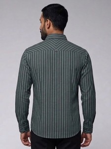 Camisa de Vestir a Cuadros para Hombre Enovate, Manga Larga, Cuello Clásico, Popelina de Algodón, Antiarrugas, Transpirable, con un Solo Botón, Casual, para Verano - Product Image 3