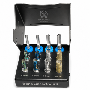 IRONCURE INDUSTRIES PRIVATE LIMITED Kit de 12 piezas para recolección manual de hueso en implantes dentales, perforadores para hacer trozos de hueso y topeadores de profundidad - Product Image 1
