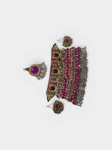 Exquisite And Elaborate Traditional Tribal Necklace Featuring Deep Luminous <b>Red</b> Oval <b>Beads</b> Strung Meticulously With Tiny Matchs - Product Image 5